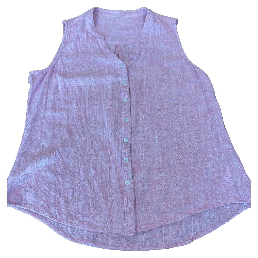 Vtg David Peyser‎ Sportswear marled pink sleeveless linen blend womens' sz large